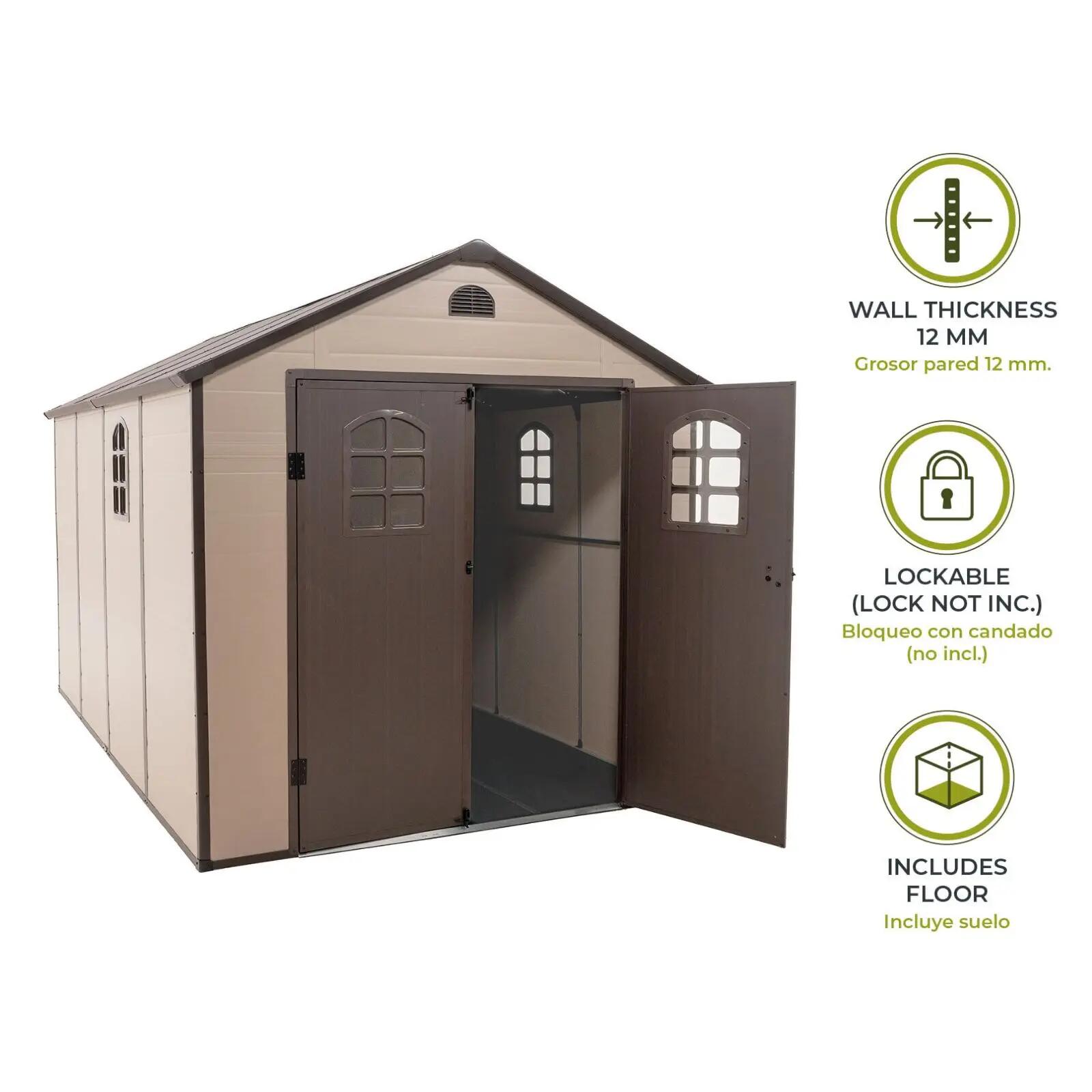 Caseta de Resina Gardiun Alessia D - 8,82 m² 241x366x238 cm con Suelo y Ventanas 5/5