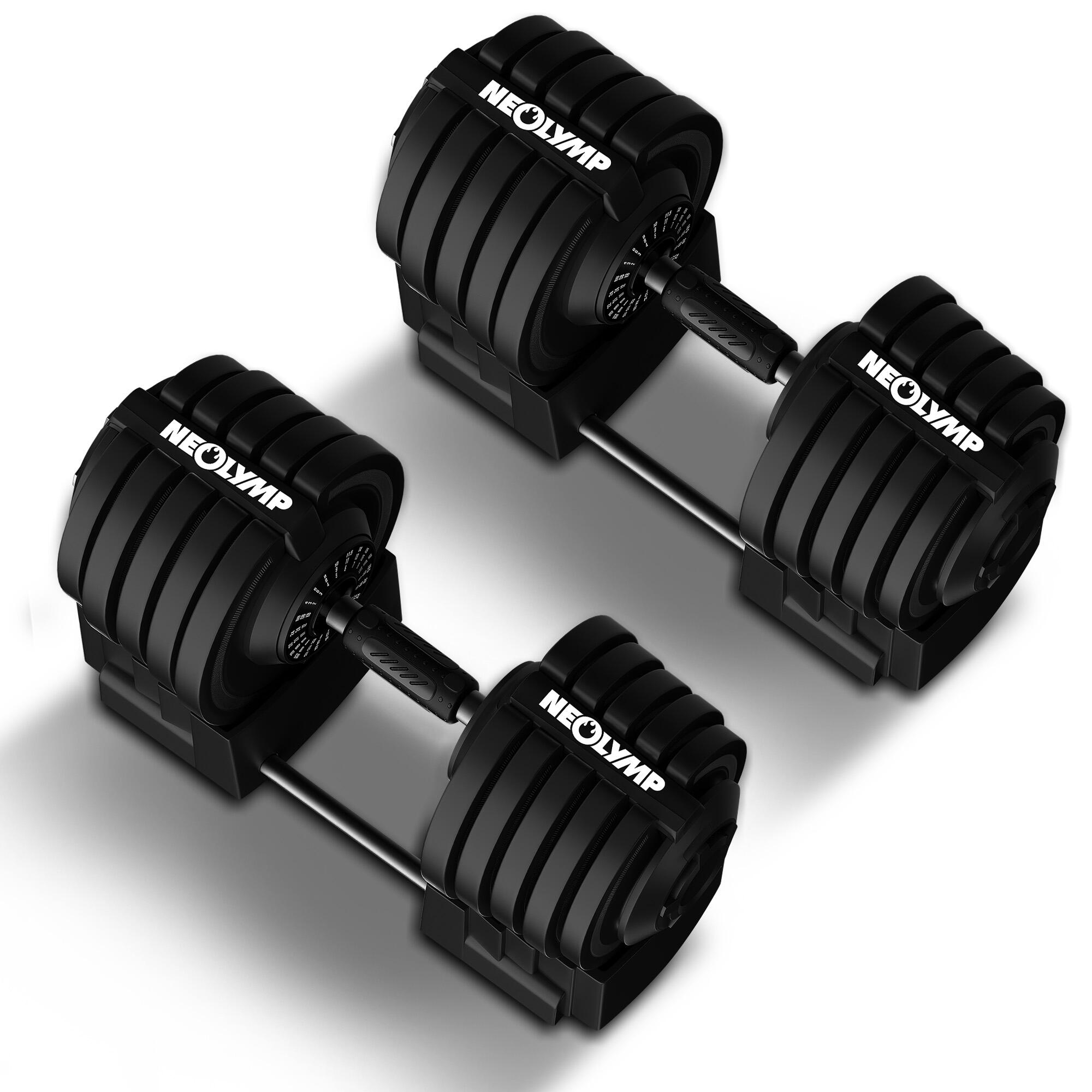 Neolymp - Haltères Réglables 40 Kg (2 Pièces) – 12 Poids Ajustables Avec Poignée Rotative - Haltère - Decathlon