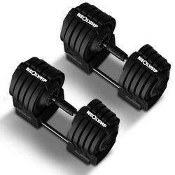 Haltères réglables 40 kg (2 pièces) – 12 poids ajustables avec poignée rotative