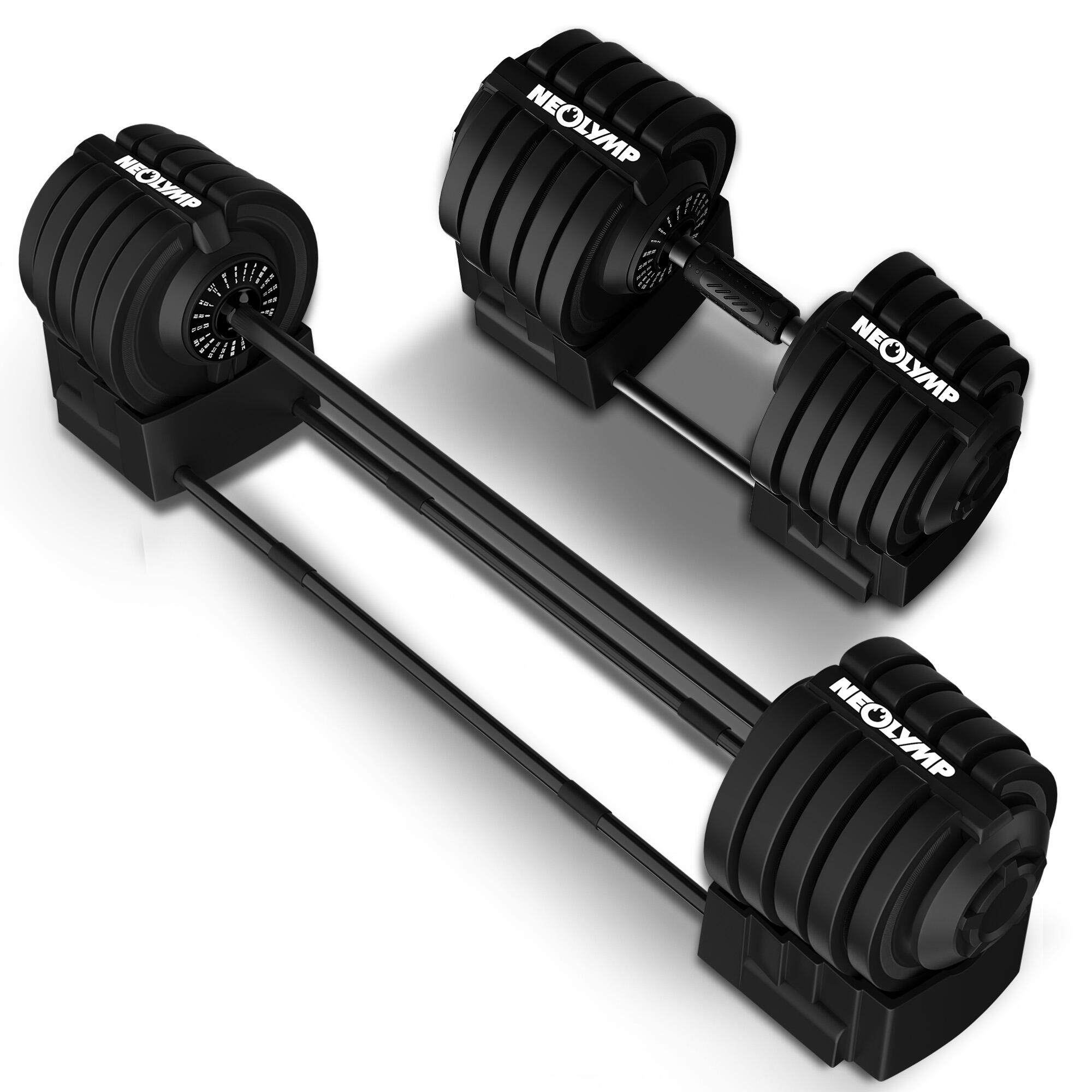 NEOLYMP 2-in-1 Dumbbell Set 2-40kg – Adjustable Dumbbells & Barbell – Weightlifting Set