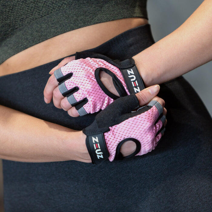 Guanti sportivi e da fitness ZEUZ da donna – Rosa e nero – Taglia XS 2/6