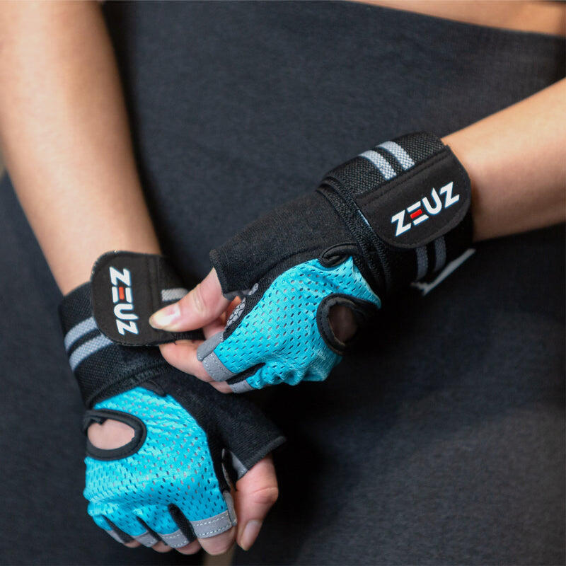 Guanti sportivi e da fitness ZEUZ da donna e da uomo – Blu e neri – Taglia L 2/4