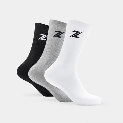 Zeuz sokken 3-pack - sportsokken heren & dames - grijs. wit & zwart - medium