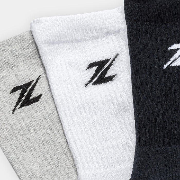 Lot de 3 paires de chaussettes ZEUZ – Gris, blanc et noir – Taille S 2/2