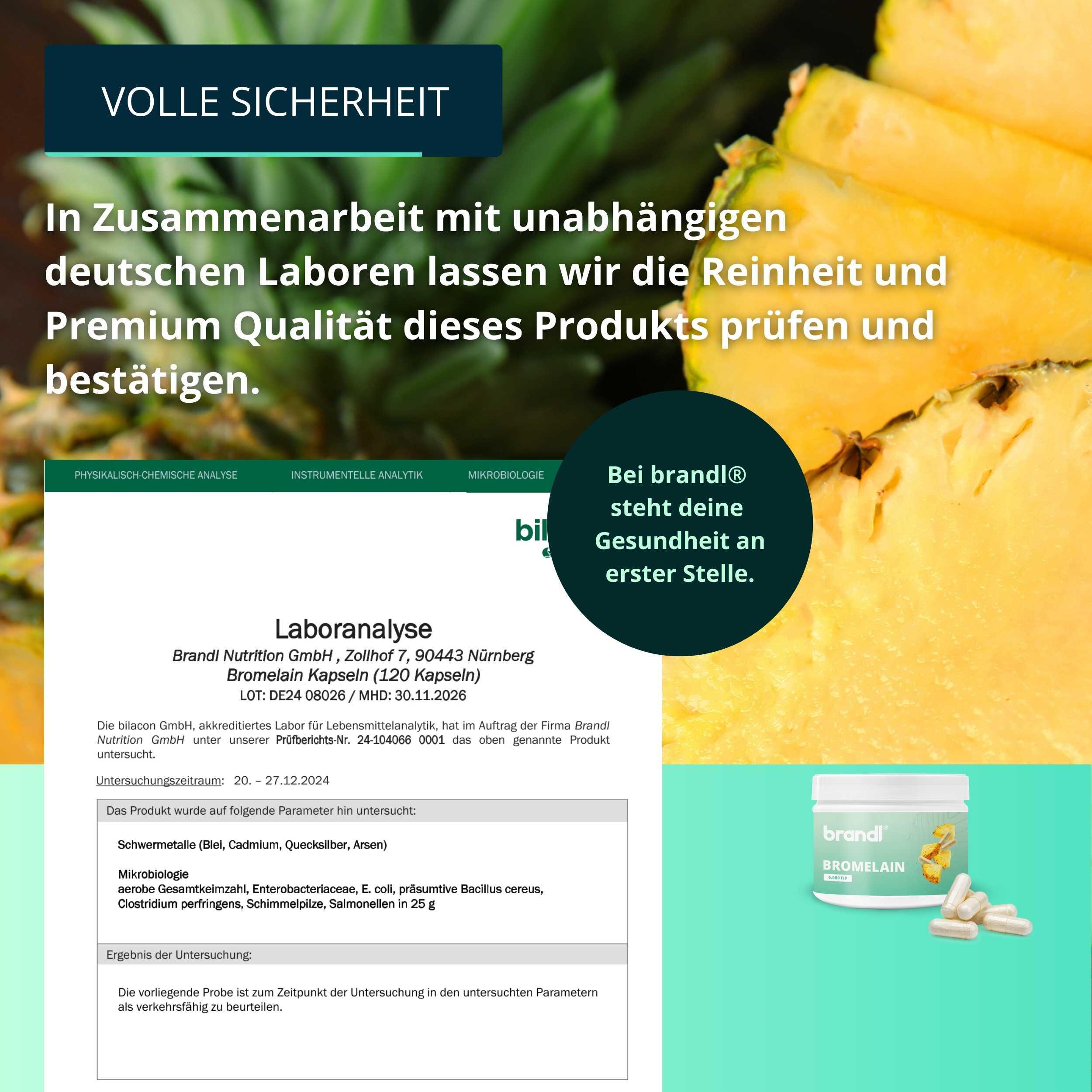 brandl® Bromelain hochdosiert | Enzyme aus der Ananas mit 6.000 F.I.P. 6/6