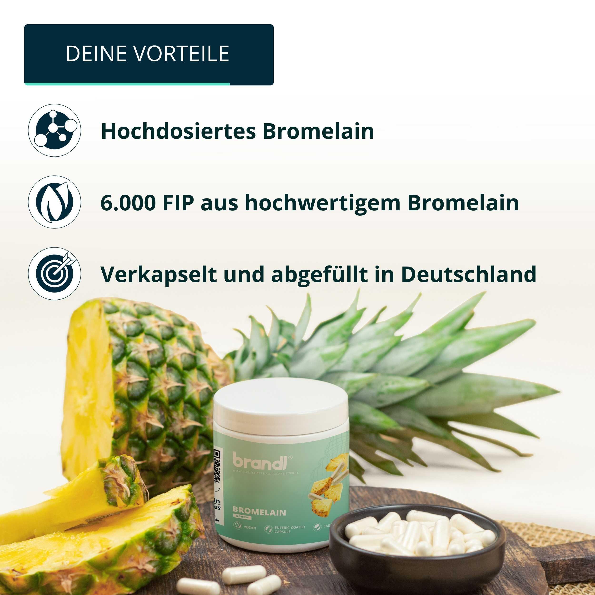 brandl® Bromelain hochdosiert | Enzyme aus der Ananas mit 6.000 F.I.P. 3/6