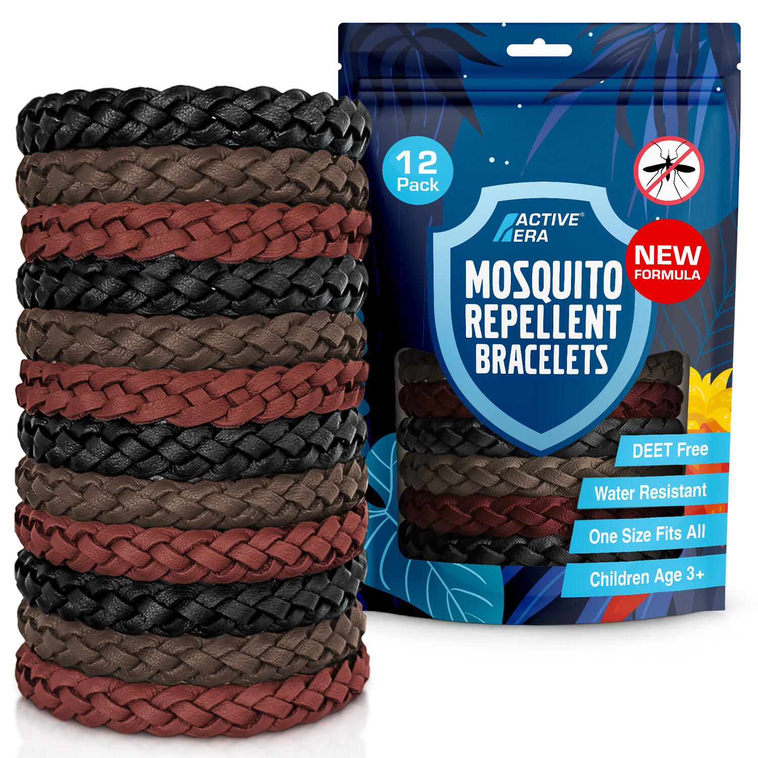 ACTIVE ERA Adventure Mosquito Repellent Bands - 12 Pack with Assorted Colours