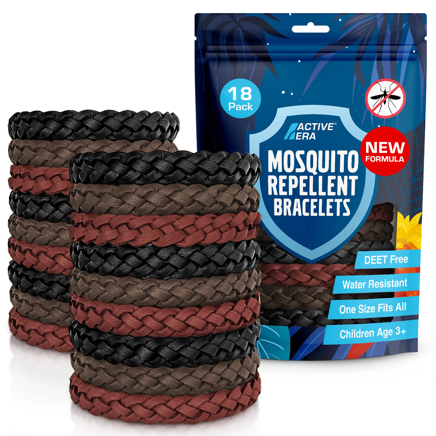ACTIVE ERA Adventure Mosquito Repellent Bands - 18 Pack with Assorted Colours