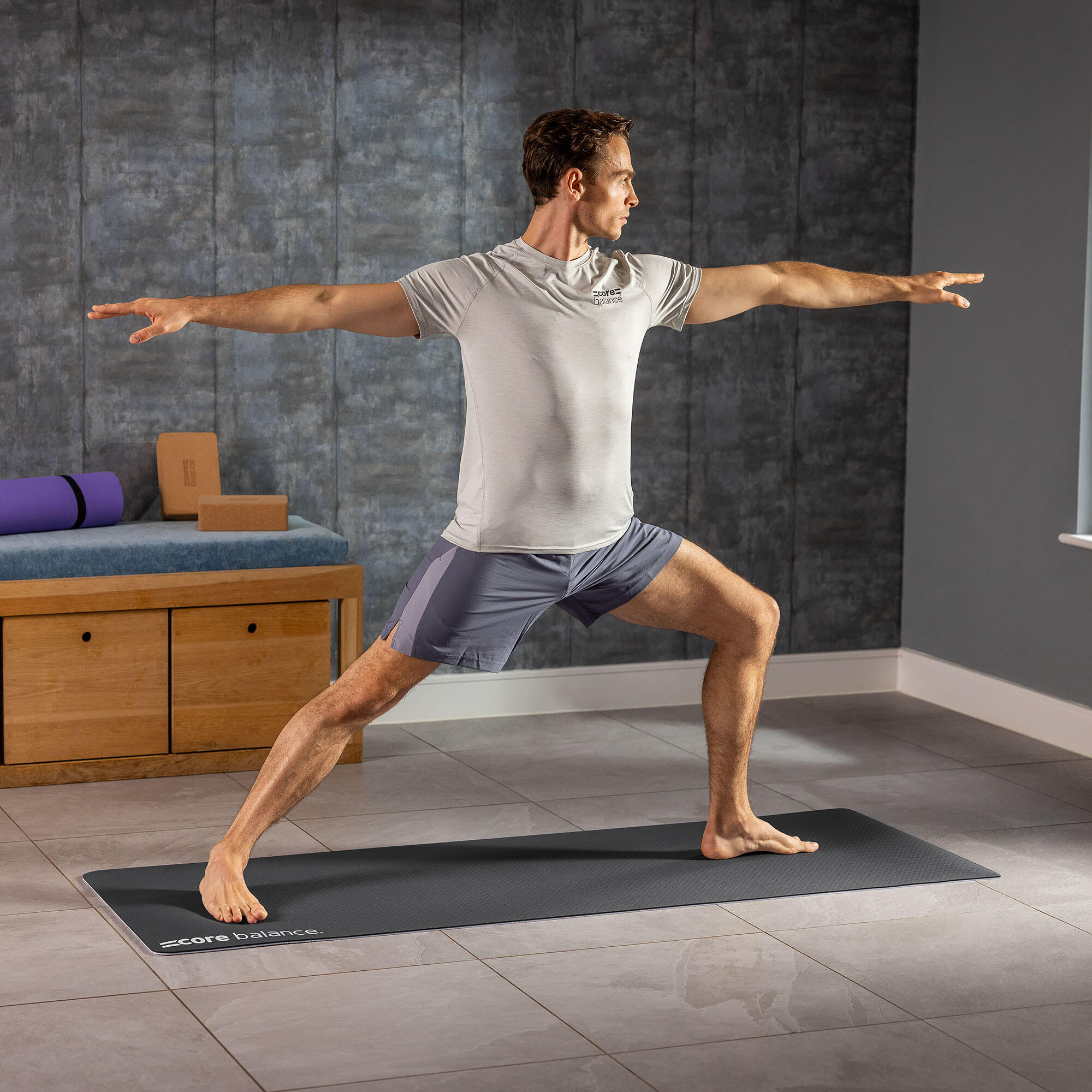 Yoga Exercise Mat 6mm TPE Foam With Carry Strap Core Balance Fitness 2/6