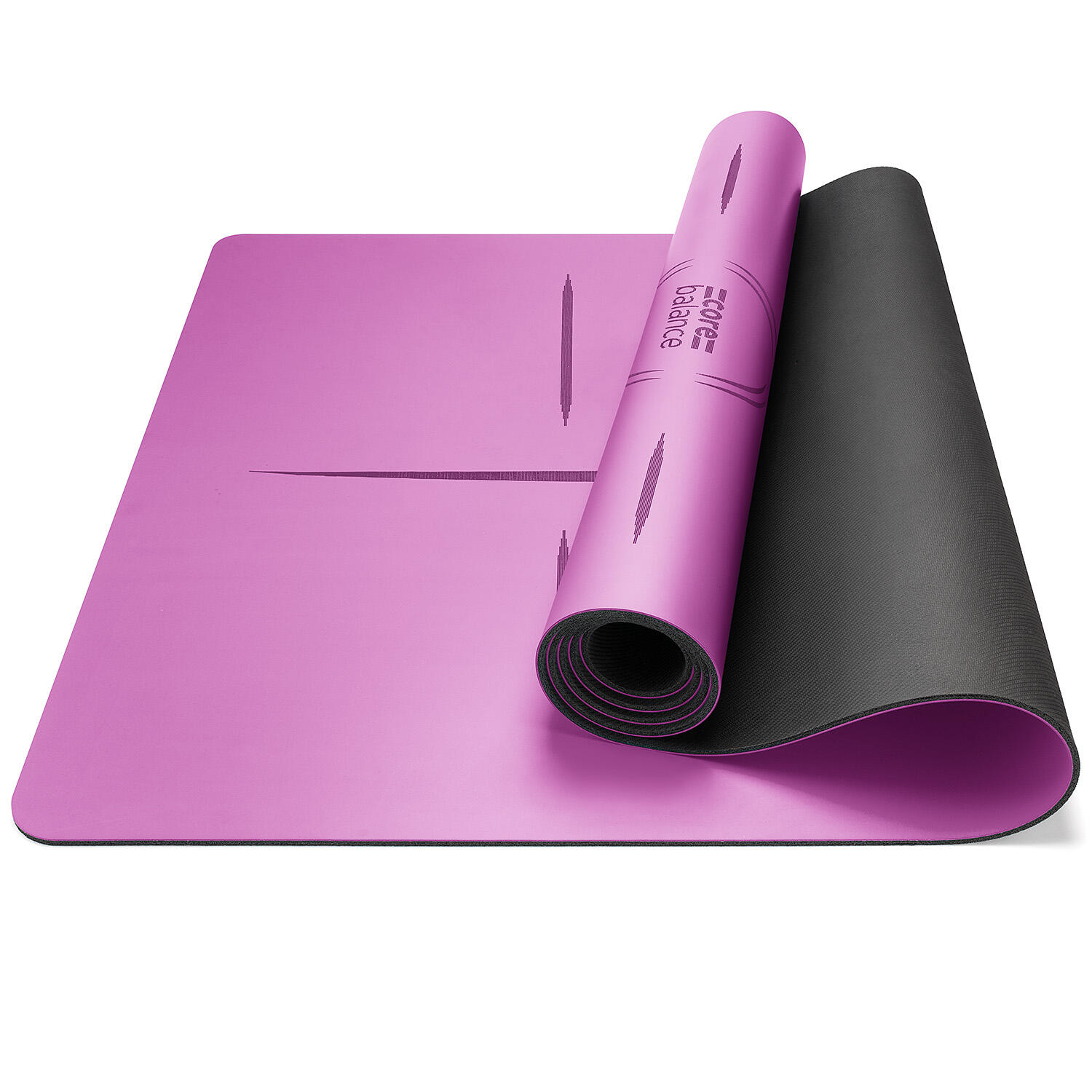 CORE BALANCE Rubber Yoga Mat With Body Alignment Lines Non Slip Extra Wide Core Balance