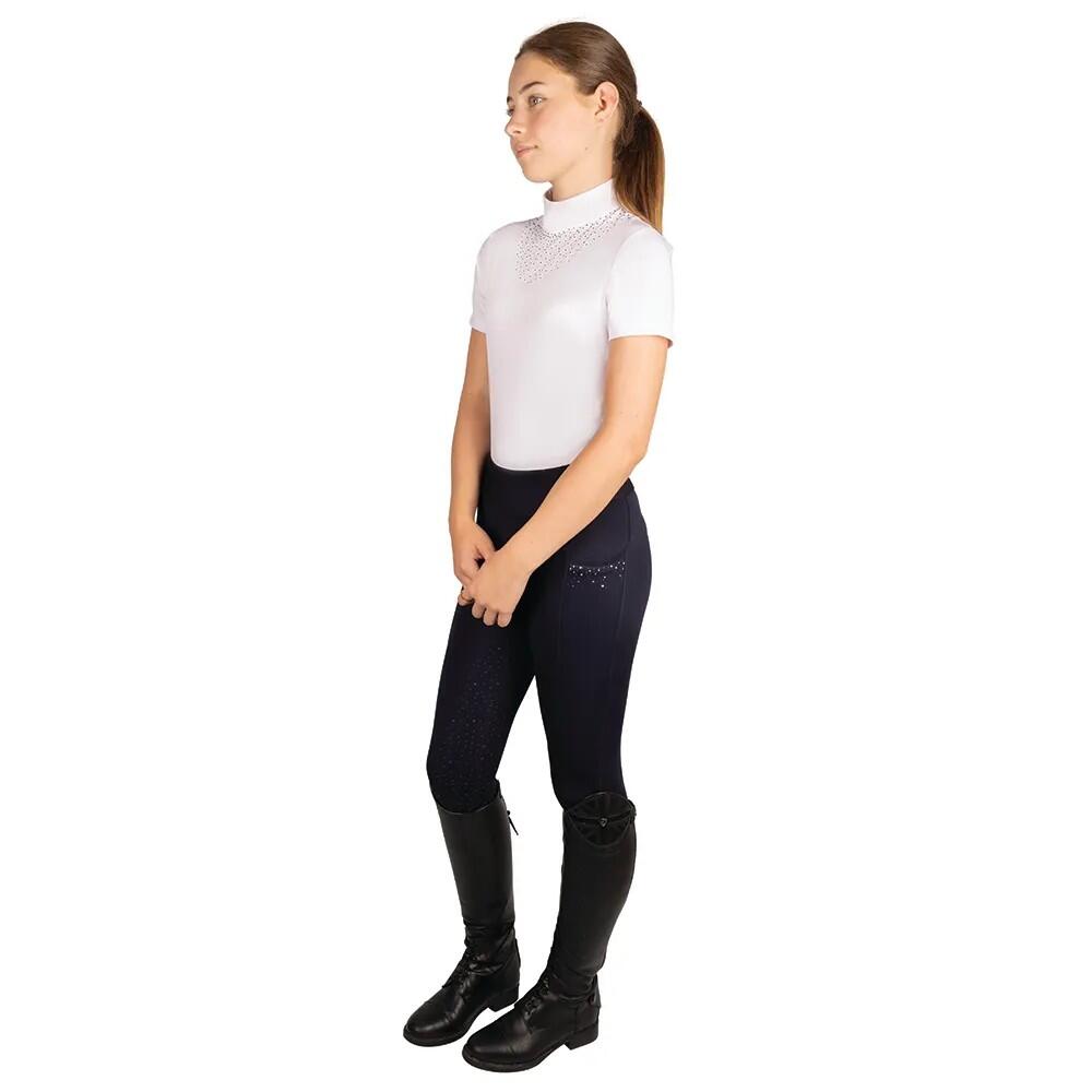 Childrens/Kids Roka Regal Horse Riding Tights (Navy) 3/3