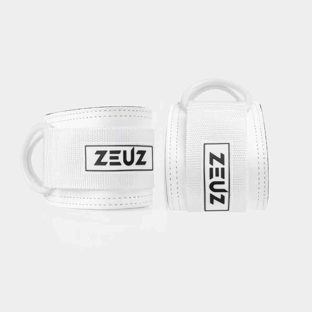 ZEUZ Cinta de Tornozelo Fitness de 2 Peças – Máquina de Cabo – Branco e Preto 2/7