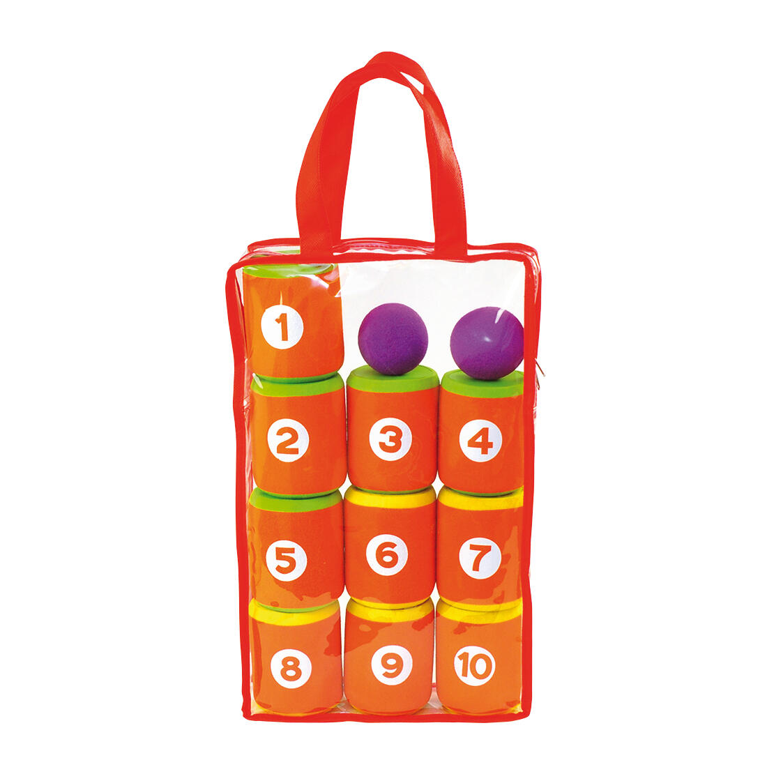 EDUPLAY Dosenwurfspiel ECO 10 Dosen & 2 Bälle mit Tragetasche, orange, 13-teilig (1 Set)