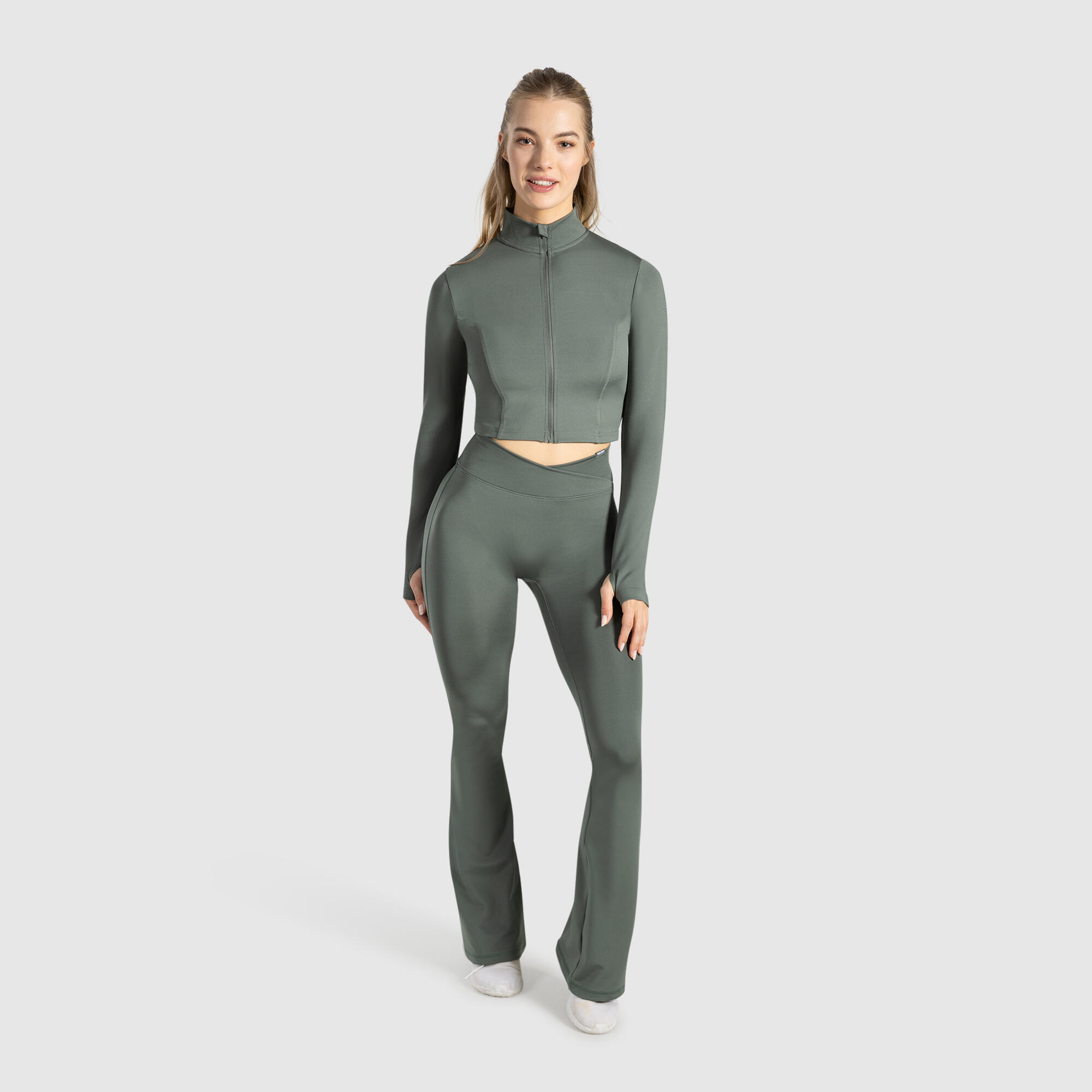 Damen Crop Jacke Nilai Khaki 3/5