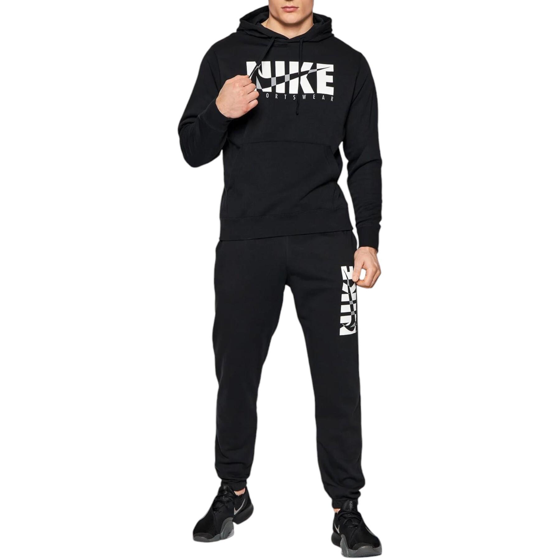 Nike Mens Full Tracksuits Sweat Black Sports Gym Pullover Hoodie Running Jogger 2/6