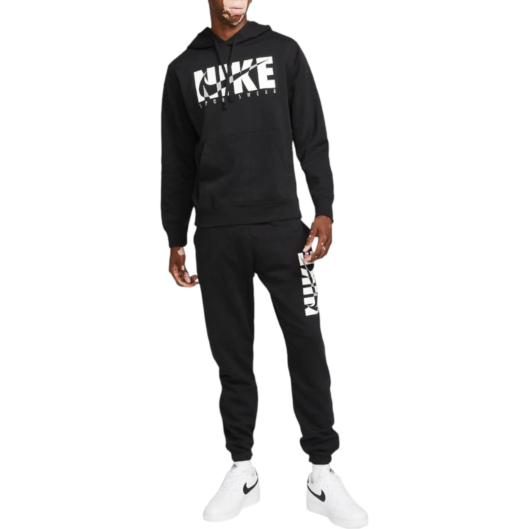 Nike Mens Full Tracksuits Sweat Black Sports Gym Pullover Hoodie Running Jogger 3/6