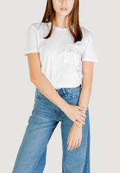 t-shirt crop top ONLELIS S/S DETAIL POCKET TEE CS JRS FEMME BLANC