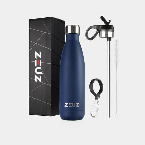 ZEUZ Premium RVS Thermosfles & Drinkfles – BPA Vrij – 500 ml – Donkerblauw