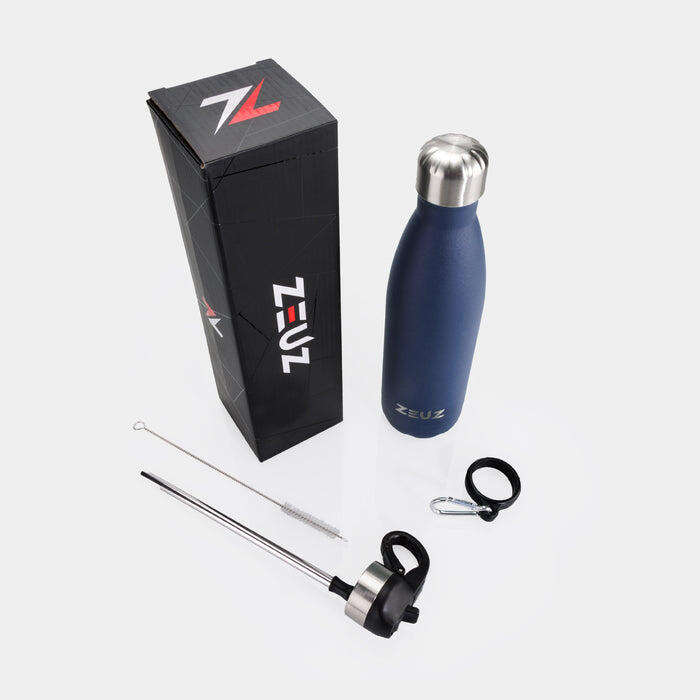 ZEUZ Borraccia termica e portabevande premium in acciaio inox – Blu scuro 2/6