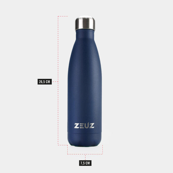 ZEUZ Borraccia termica e portabevande premium in acciaio inox – Blu scuro 3/6