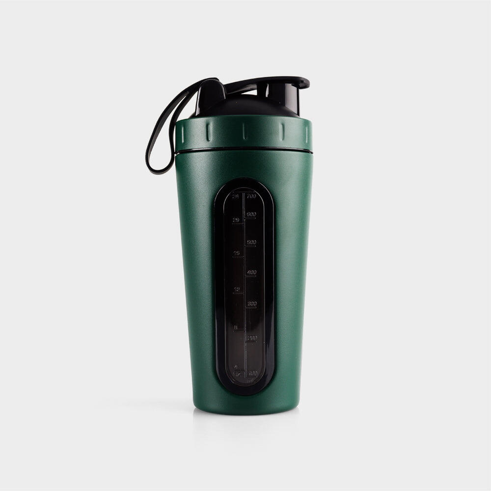 Gourde shaker ZEUZ Premium en acier inoxydable – Sans BPA – 700 ml – Vert mat 3/5