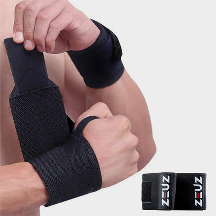 ZEUZ Handgelenks-Wrist Wraps, verstellbar, Blau/Schwarz, 2er-Set
