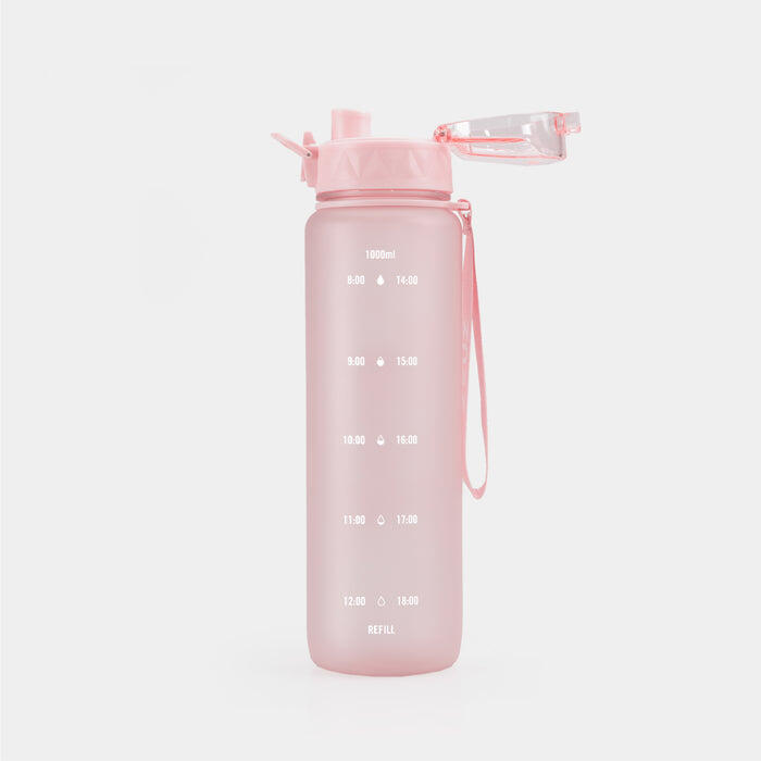 ZEUZ Motivatie Waterfles 1 Liter met Tijdmarkeringen – BPA Vrij – 1000 ML – Roze 3/7