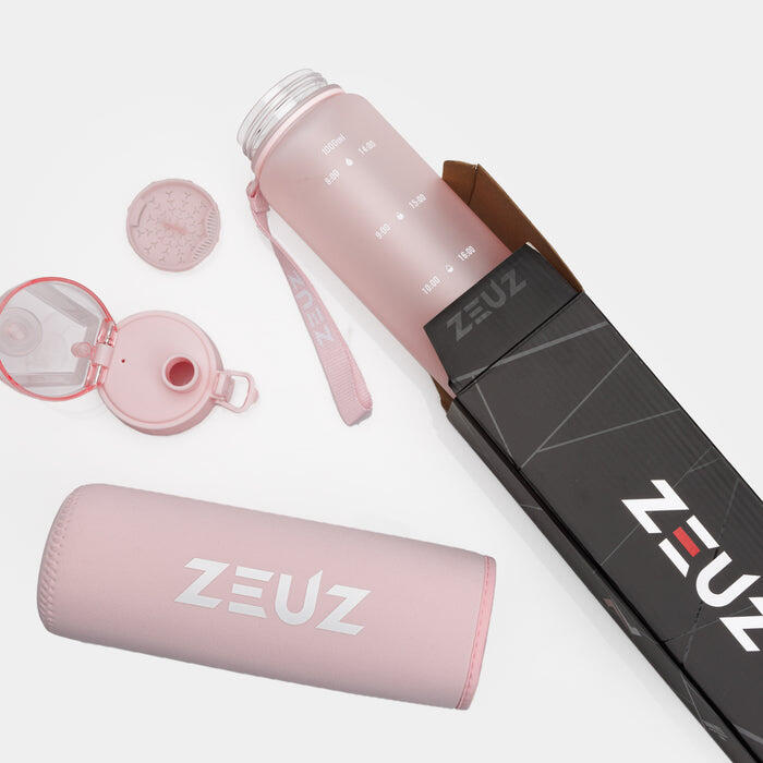 ZEUZ Motivatie Waterfles 1 Liter met Tijdmarkeringen – BPA Vrij – 1000 ML – Roze 4/7