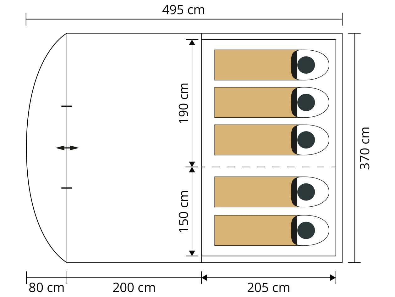 Segunda vita - Tienda de campaña Egersund 5 Sleeper Protect - suelo cosido 7/7