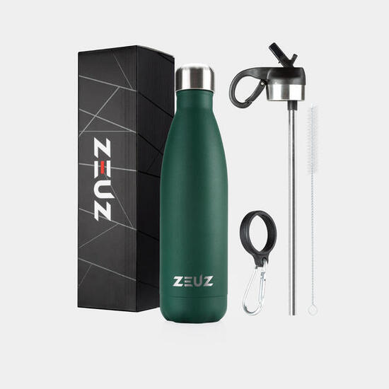 ZEUZ Premium RVS Thermosfles & Drinkfles – BPA Vrij – 500 ml – Mat Groen