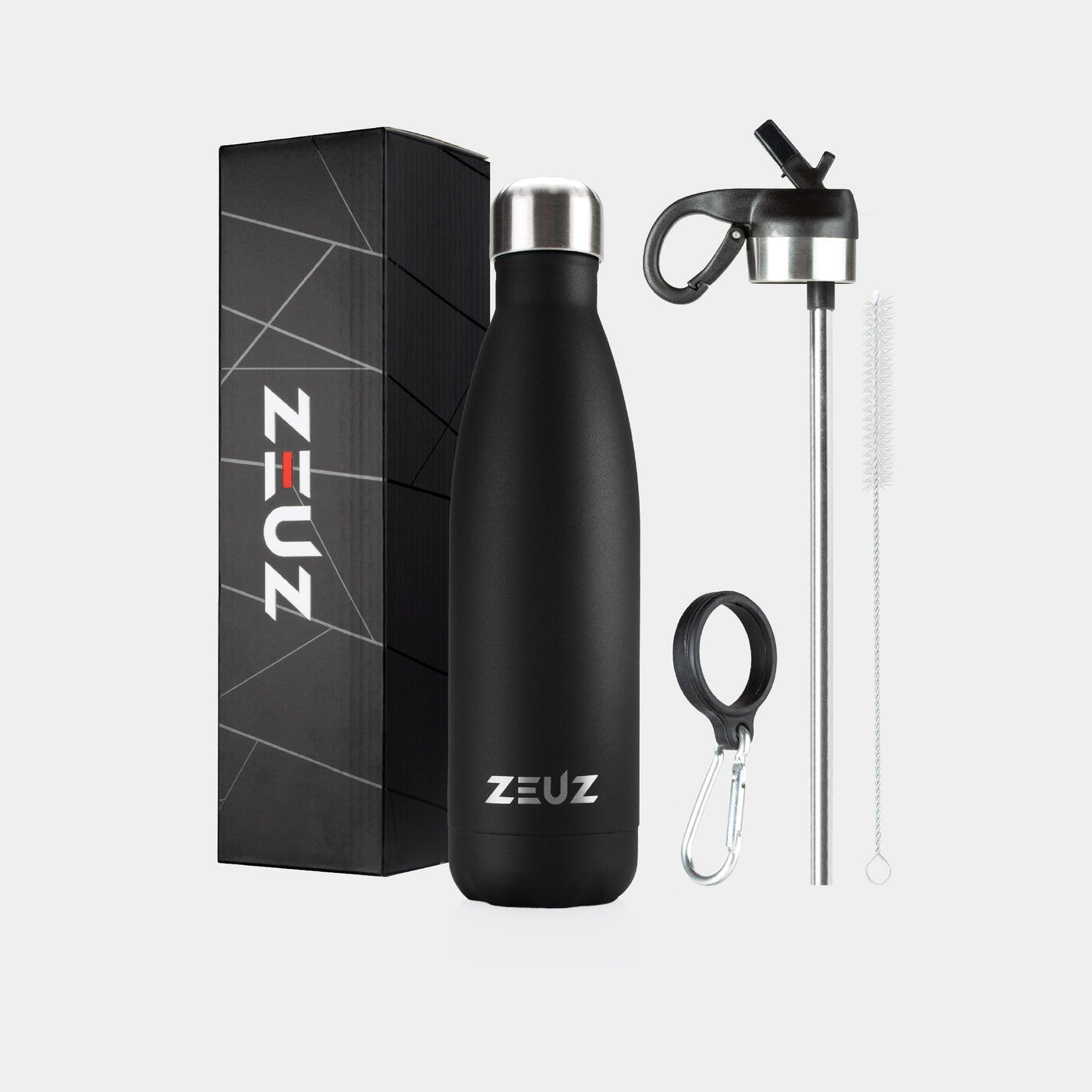 ZEUZ ZEUZ Premium RVS Thermosfles & Drinkfles - BPA Vrij – 500 ml - Mat Zwart
