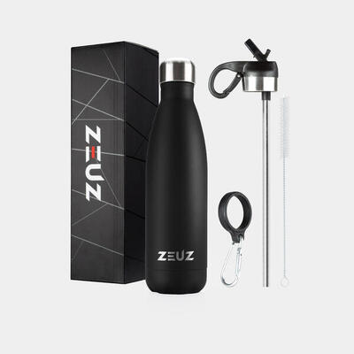 Zeuz premium rvs thermosfles & drinkfles - bpa vrij – 500 ml - mat zwart