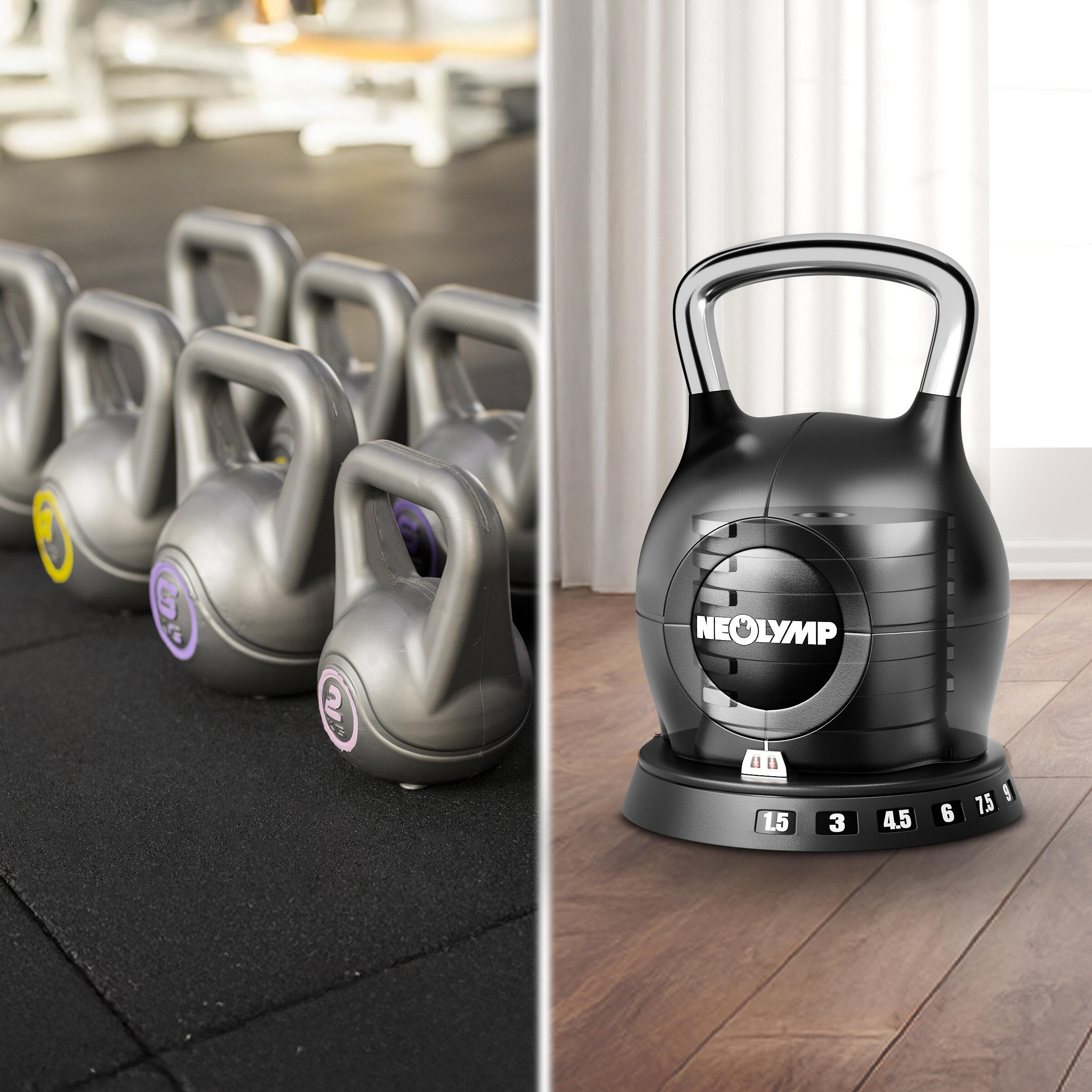 Set Kettlebell 7 in 1 NEOLYMP 1,5–10 kg – Maniglia inox corpo 6/6