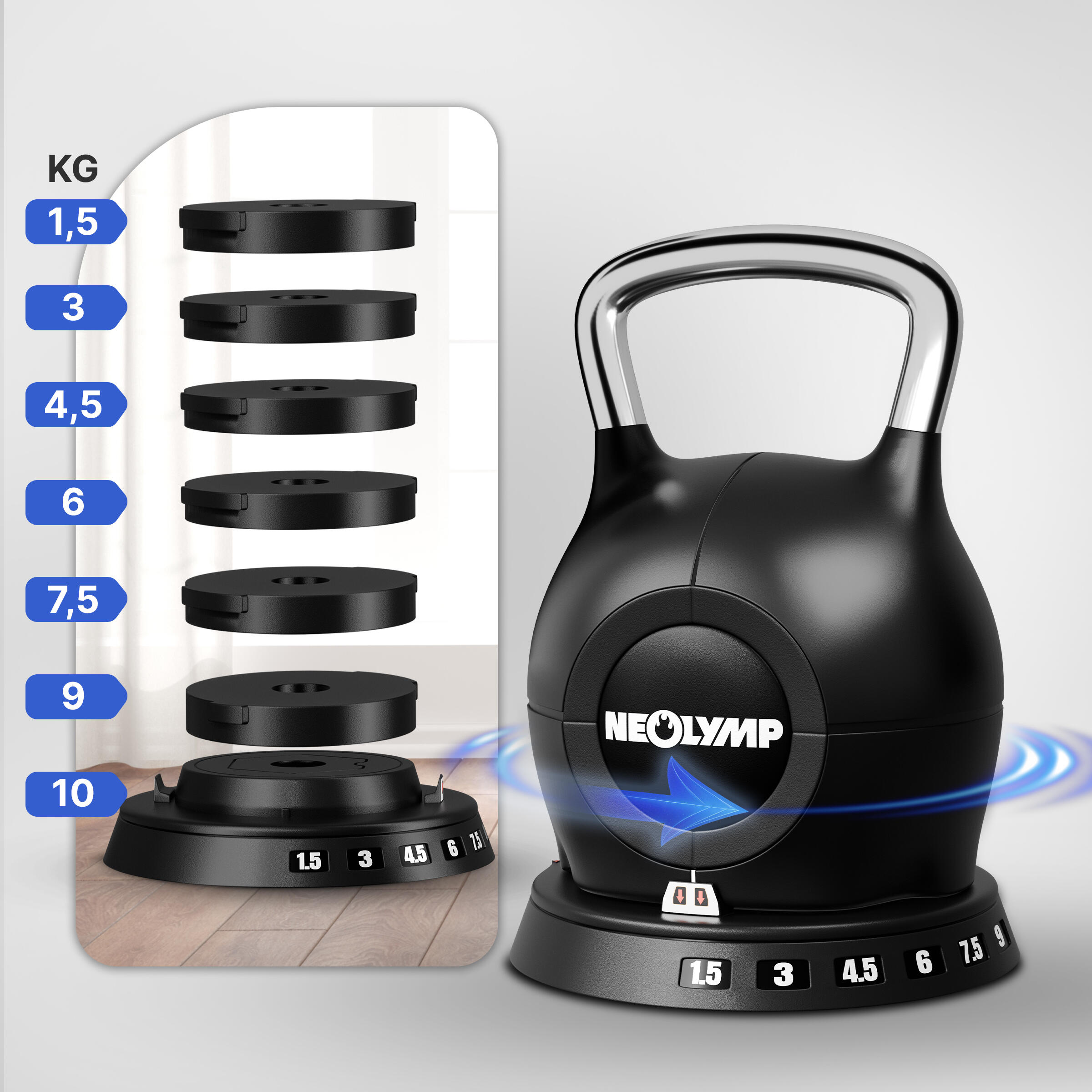 Set Kettlebell 7 in 1 NEOLYMP 1,5–10 kg – Maniglia inox corpo 2/6