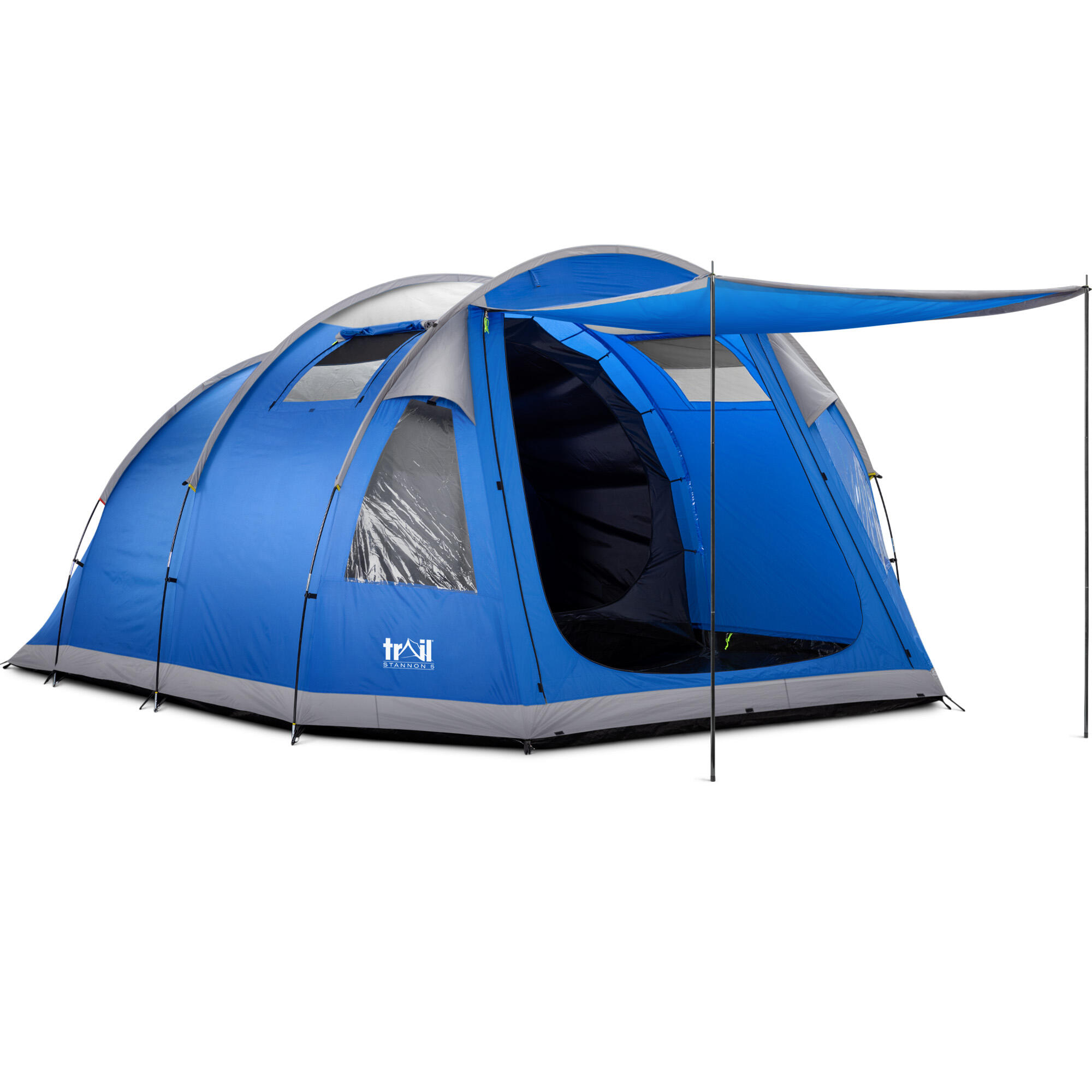 TRAIL OUTDOOR LEISURE 5 Man Tent Festival Family Camping Waterproof 5000mm Dark Bedroom Living Area