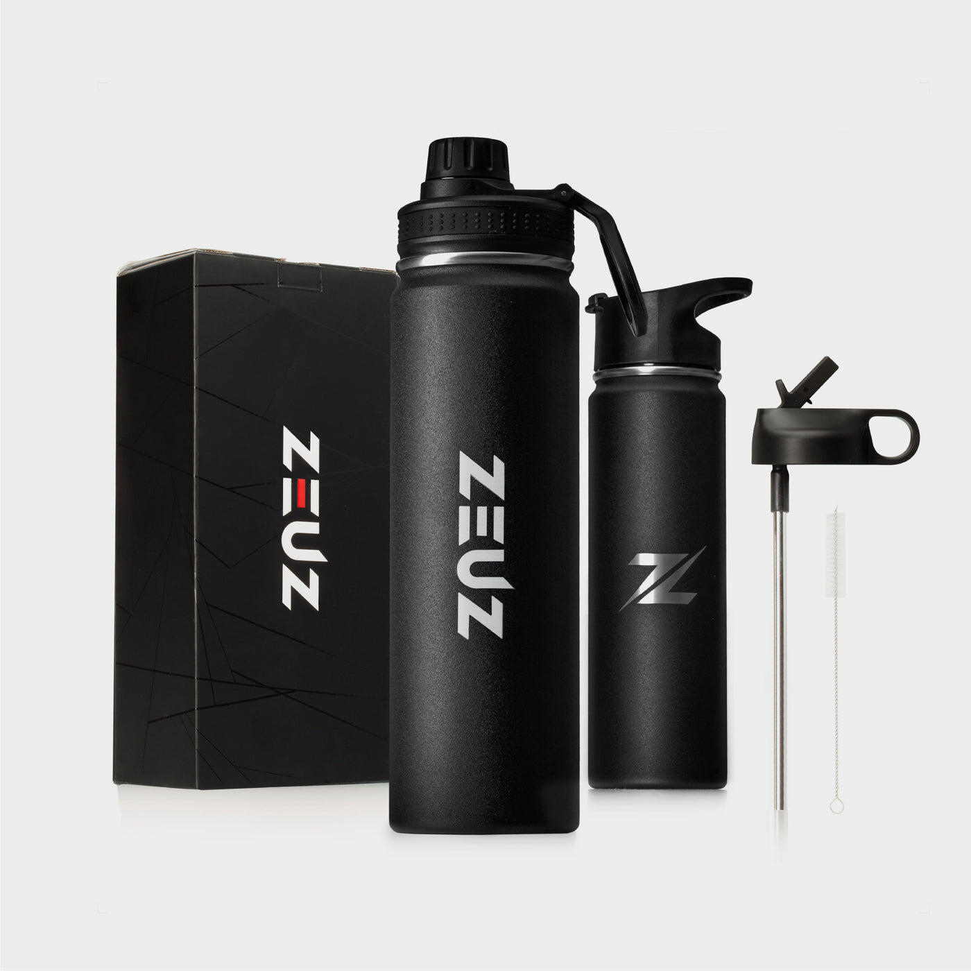 ZEUZ ZEUZ Premium RVS Thermosfles & Drinkfles - BPA Vrij – 700 ml - Mat Zwart