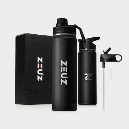 ZEUZ Premium RVS Thermosfles & Drinkfles – BPA Vrij – 700 ml – Mat Zwart