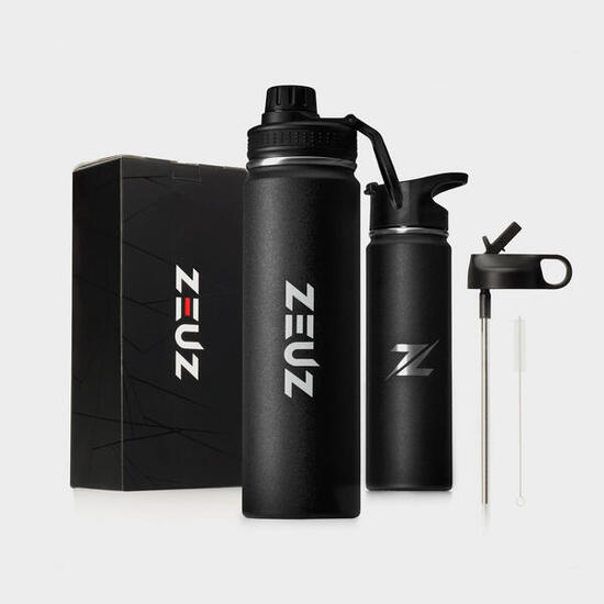 ZEUZ Premium RVS Thermosfles & Drinkfles – BPA Vrij – 700 ml – Mat Zwart