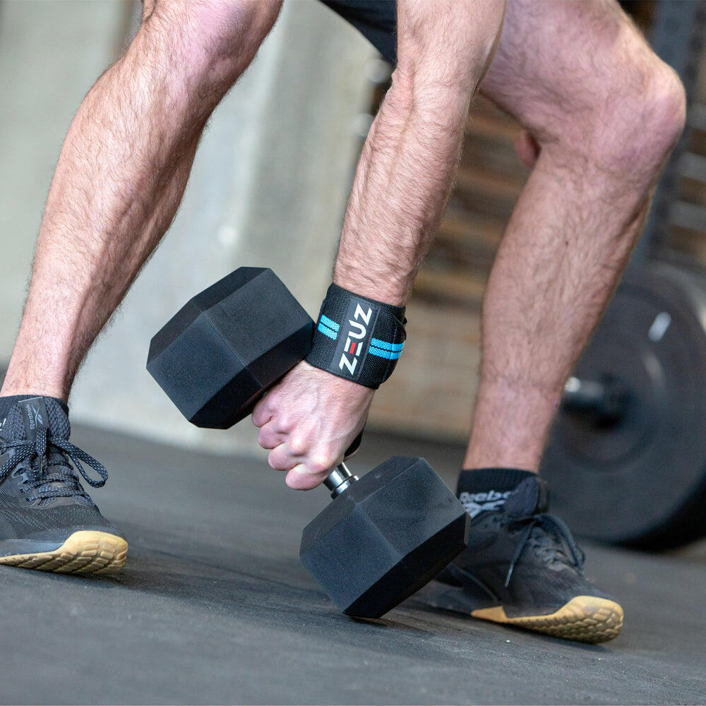 ZEUZ 2 Stuks Polsband voor Functional Fitness – Wrist wraps – Blauw & Zwart 5/7