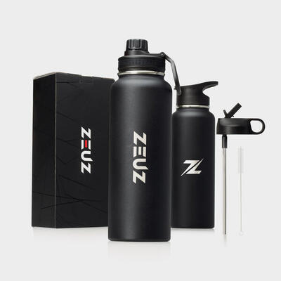 Zeuz premium rvs thermosfles & drinkfles - bpa vrij – 1200 ml - mat zwart