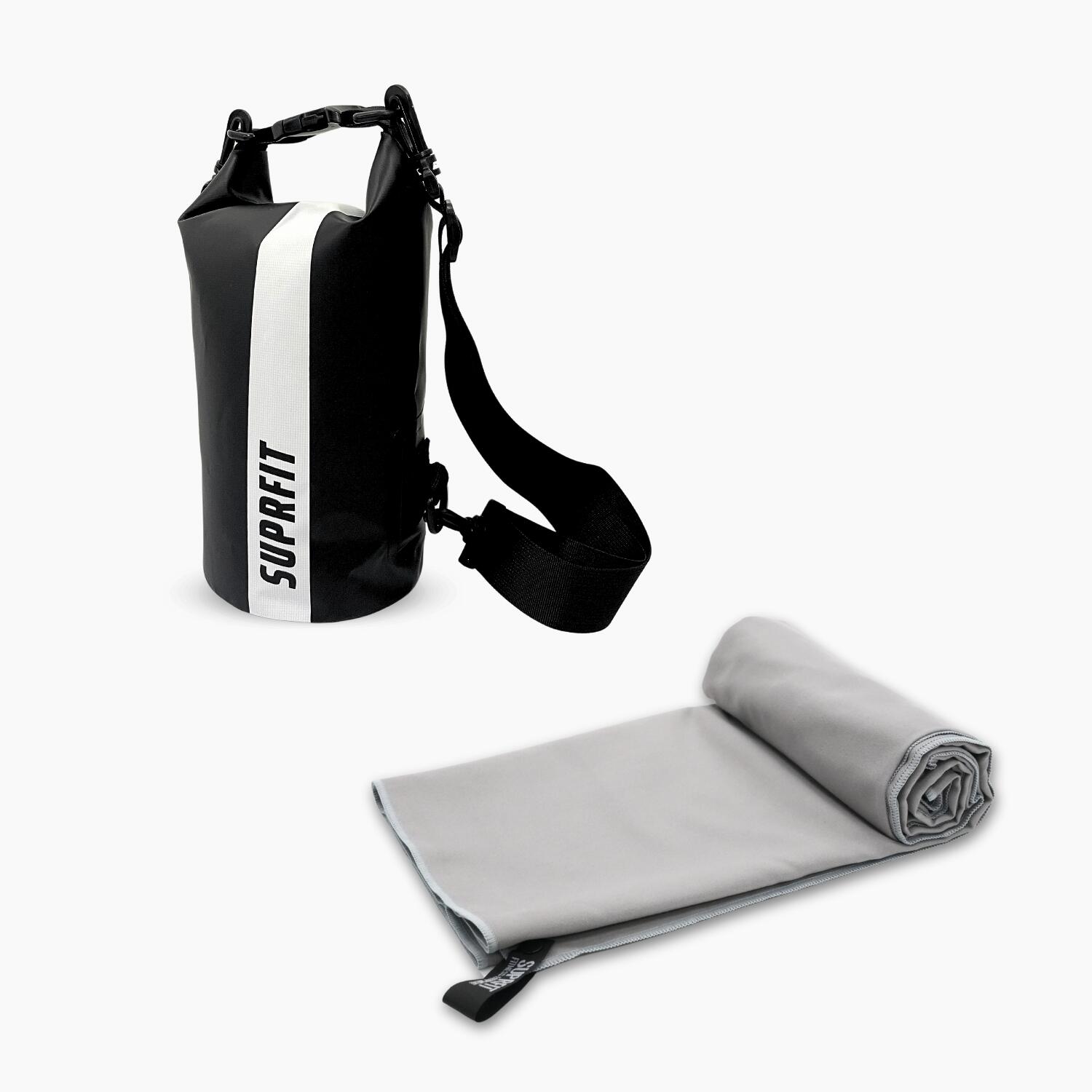 Suprfit - Suprfit Dry Set, Avec Serviette En Microfibre Et Sac Étanche - Pochette Étanche - Blanc|gris|noir - 10 L - Decathlon