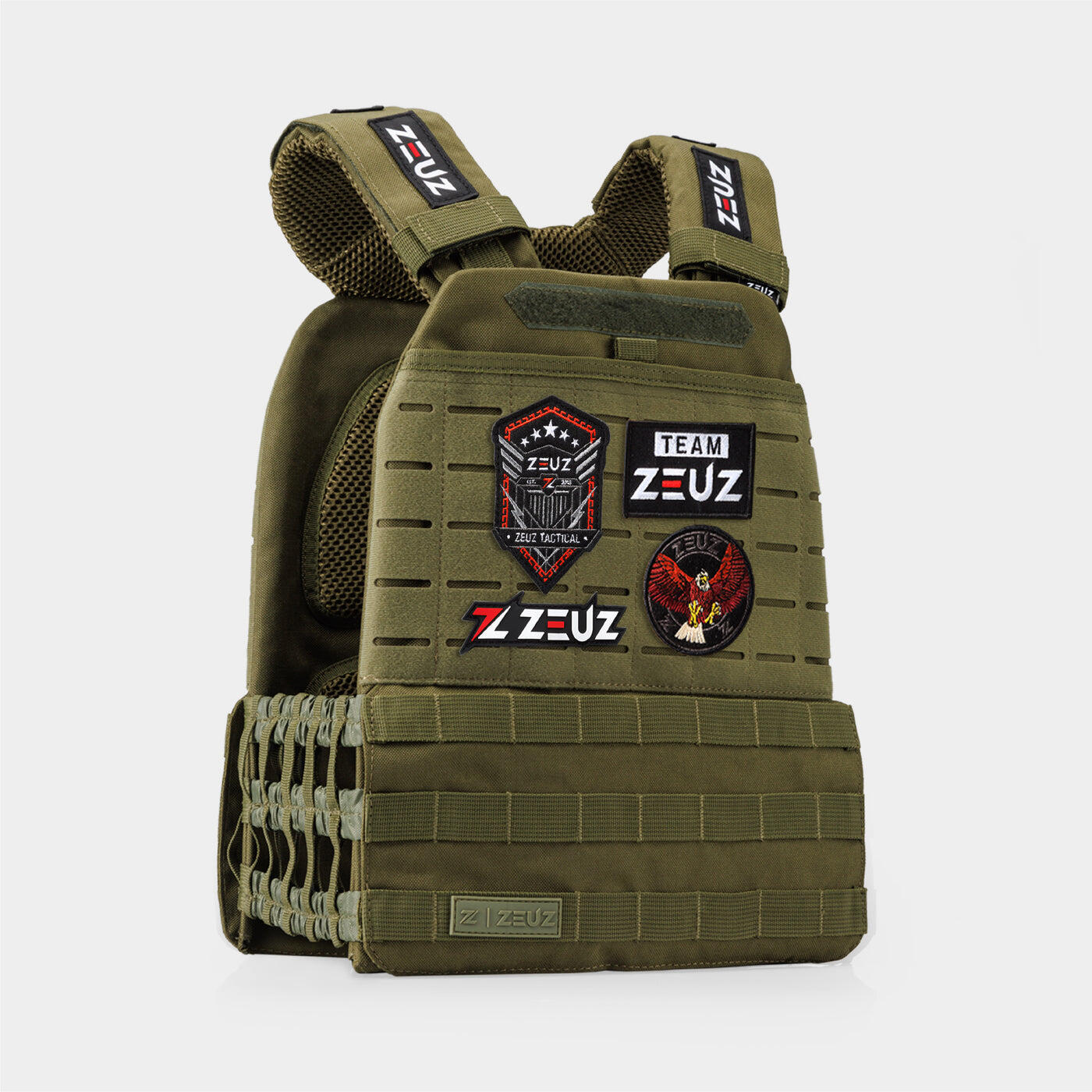ZEUZ ZEUZ Gewichtsvest 16,5 KG – Tactical Weighted Vest – 19 Standen - Groen