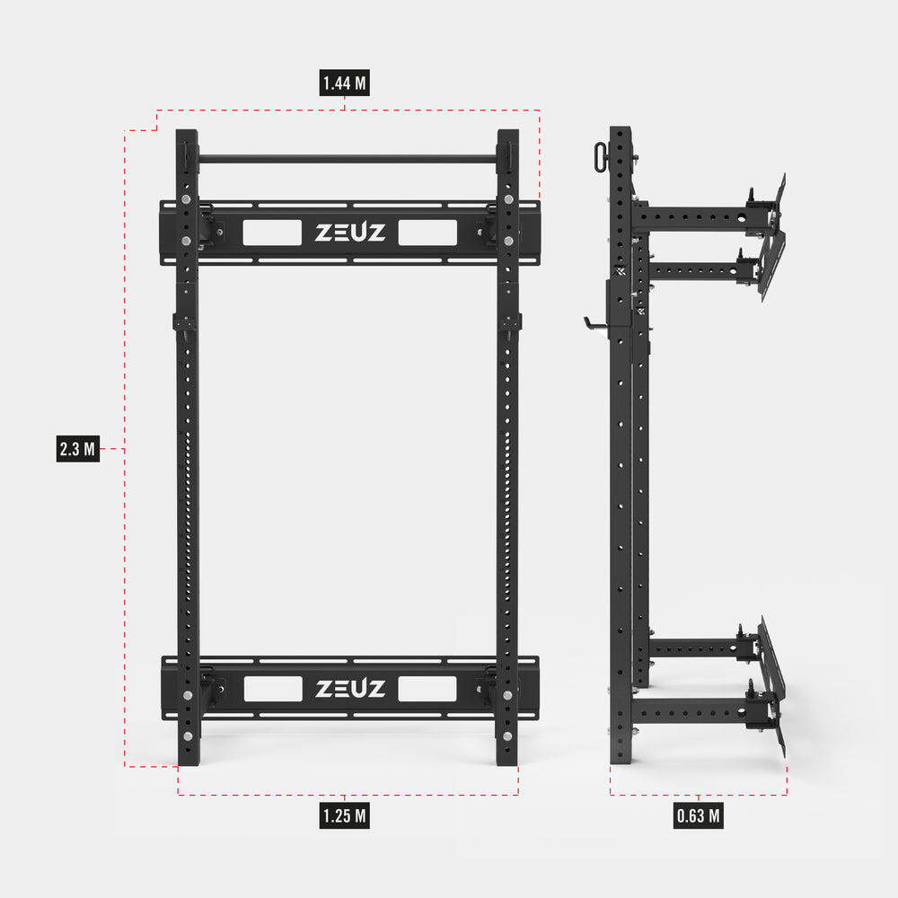 Suporte de parede dobrável ZEUZ – 1,25 x 0,63 x 2,3 metros – Preto 3/7