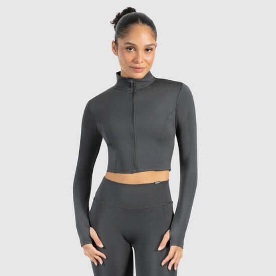 Damen Crop Jacke Nilai Schwarz