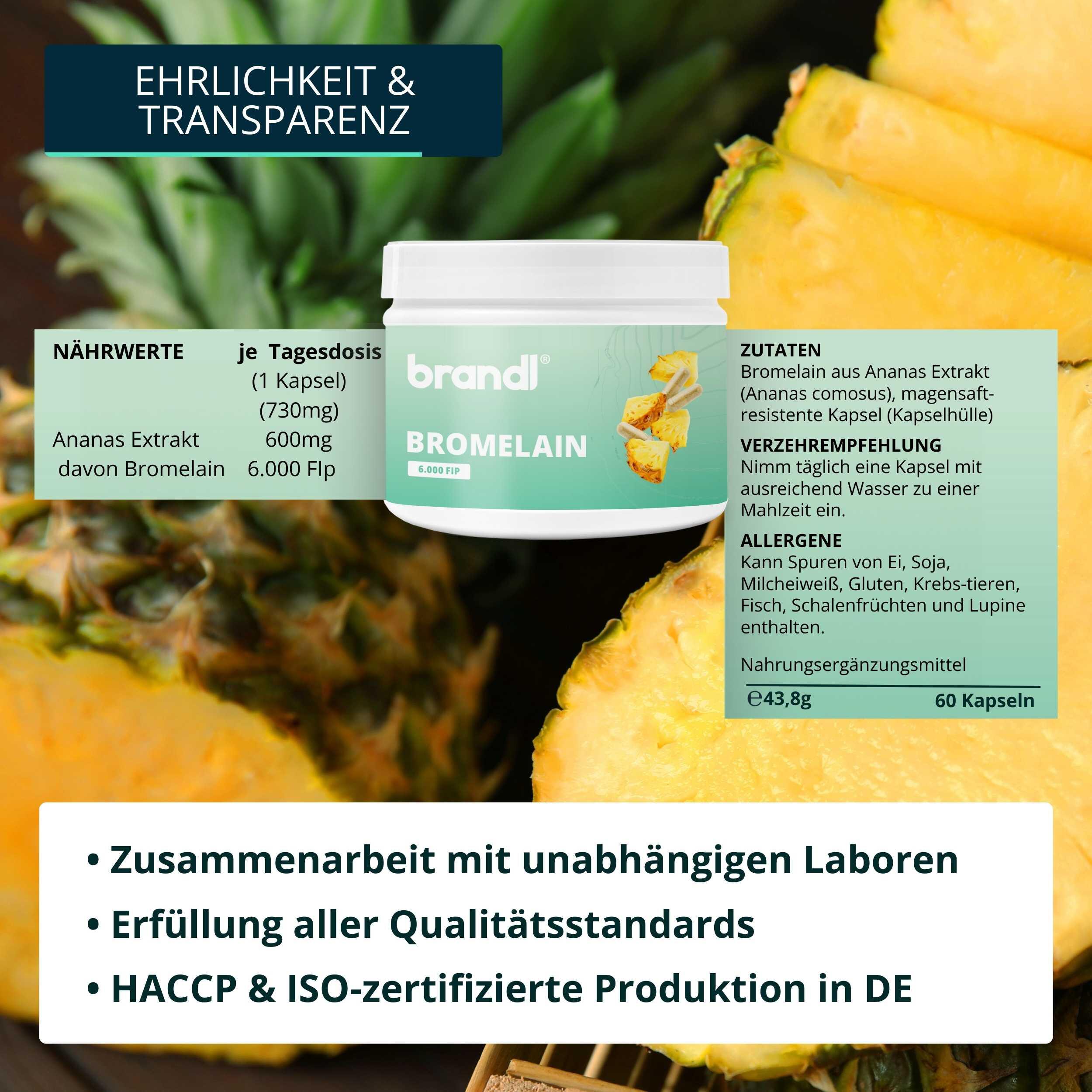 brandl® Bromelain hochdosiert | Enzyme aus der Ananas mit 6.000 F.I.P. 5/6