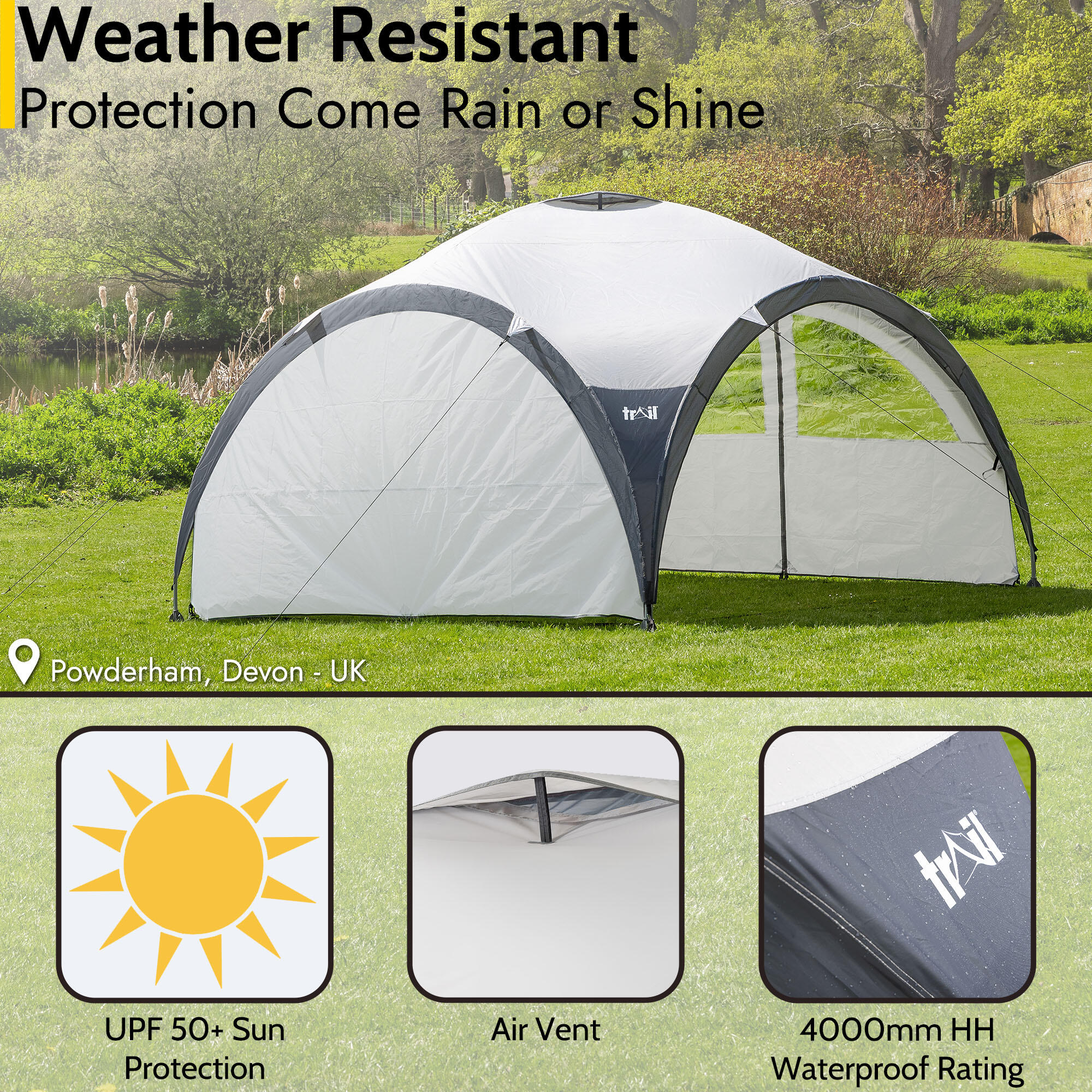Metal Frame Gazebo Dome Garden Camping Shelter UV Waterproof L: 3.5m / XL: 4.5m 6/7