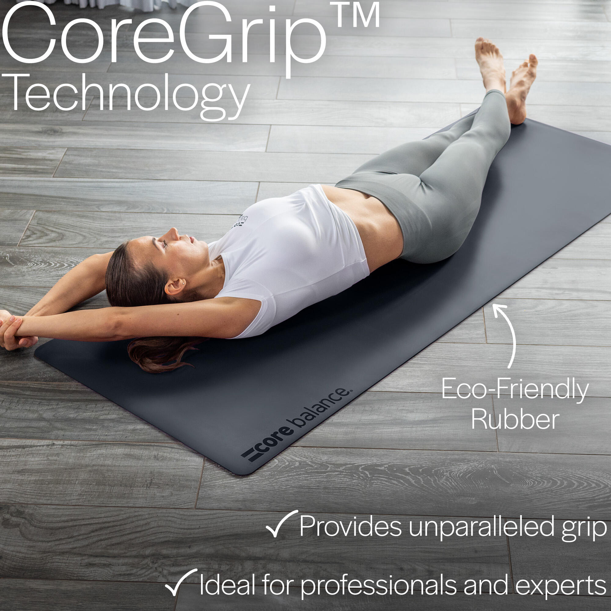 Rubber Yoga Mat Exercise Fitness Non Slip Extra Wide With Strap Core Balance 3/6