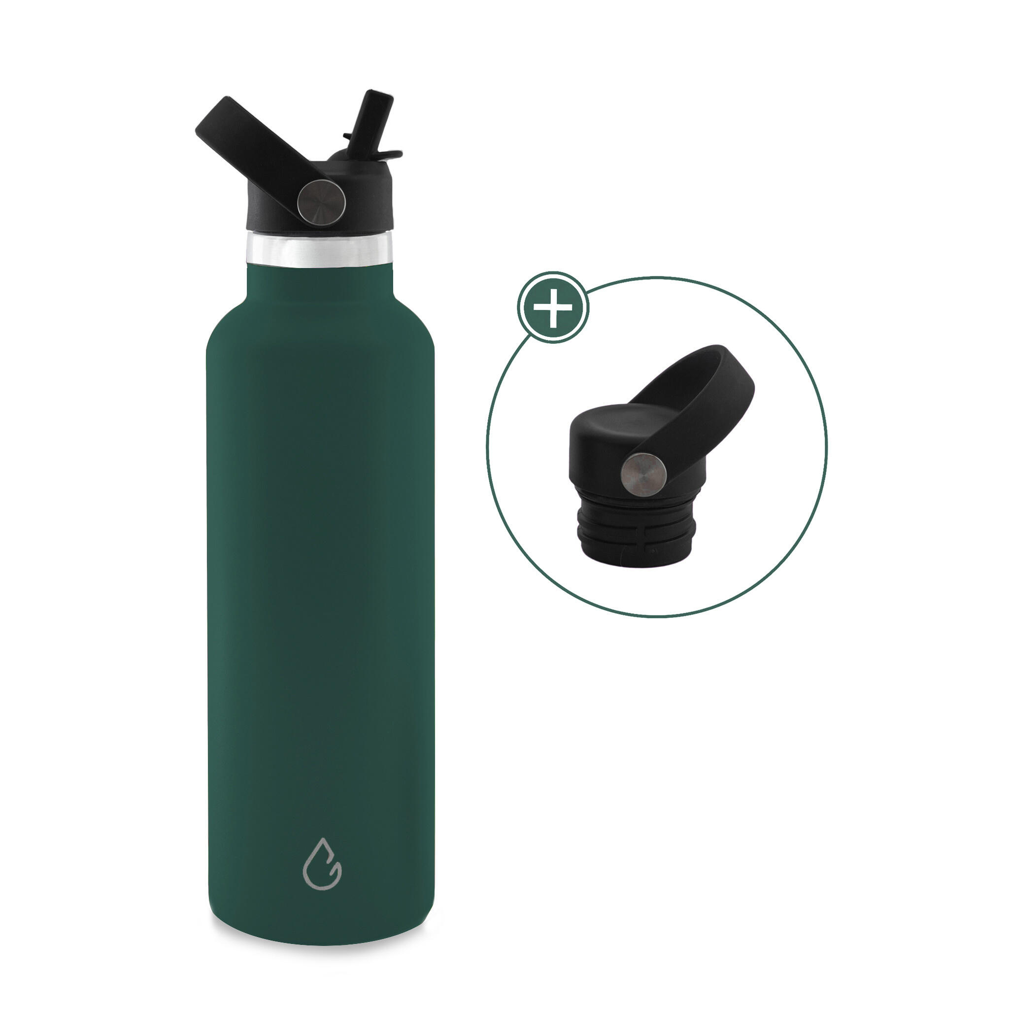 WATTAMULA GO eco waterfles RVS lagoon 710 ml - extra dop met rietje