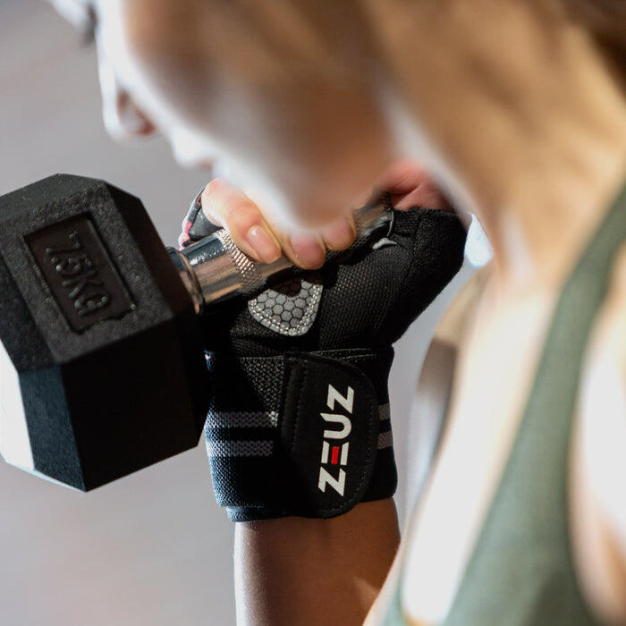 Guanti sportivi e da fitness ZEUZ da donna – Rosa e nero – Taglia M 2/3
