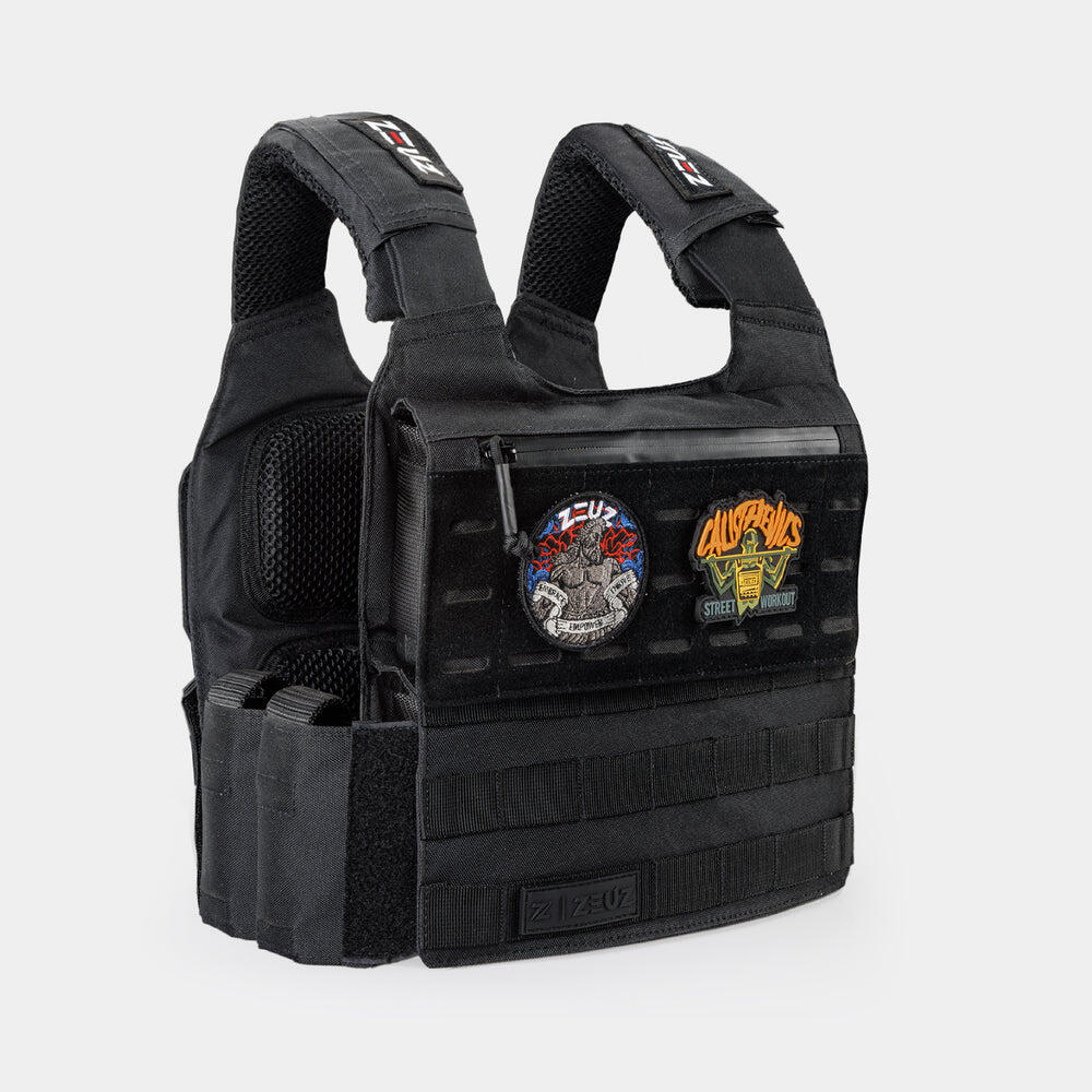 Gilet zavorrato ZEUZ per calisthenics, 25,5 kg – Gilet zavorrato tattico – Nero 2/7